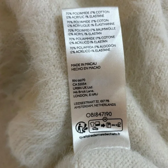 Free People Harrison Bunny Crew Neck Sweater Oversized Cream Womens Medium - Picture 9 of 11